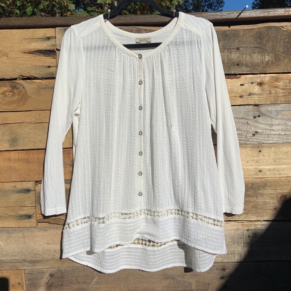 Lucky Brand Tops - 🌻Lucky Brand Ivory Boho Peasant Blouse Size Large
